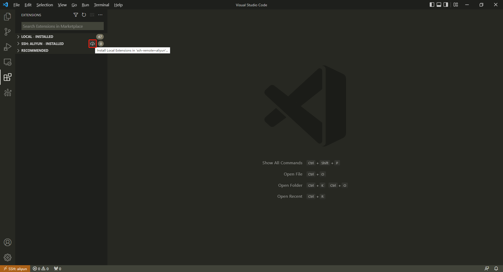 将本地扩展安装到远程服务器 1